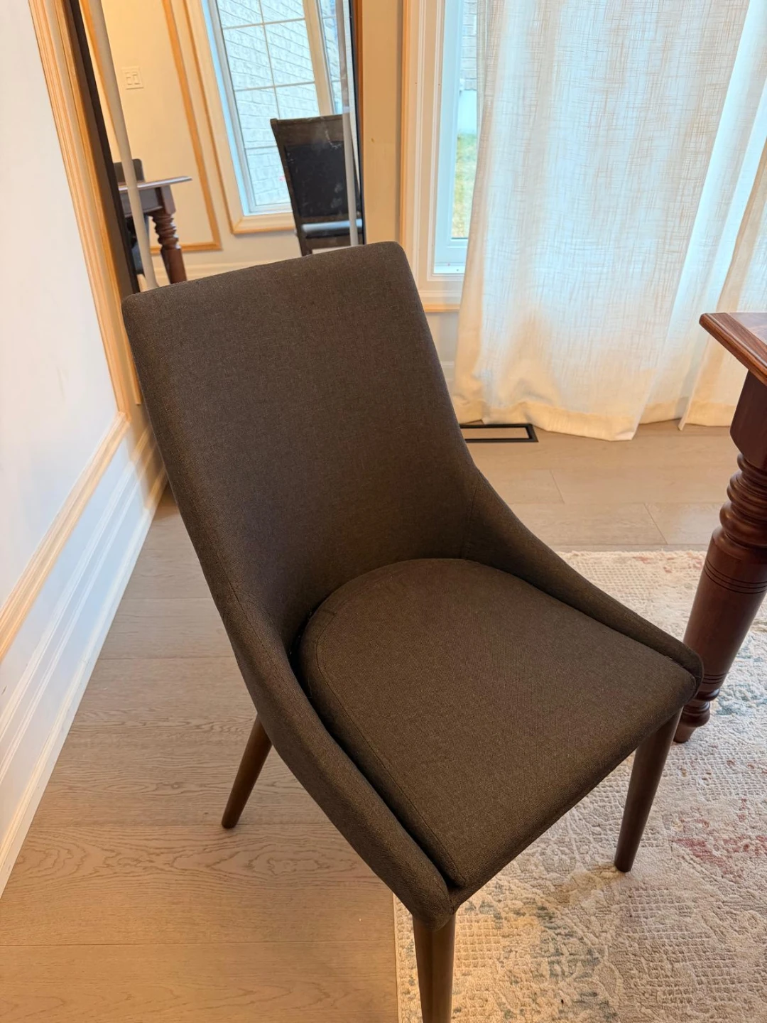 Grey Upholstered Dining Chair with Wooden Legs - photo 3