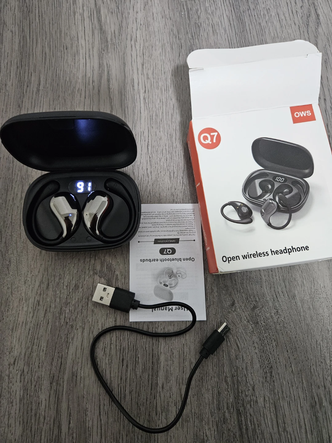 OWS Q7 Open Wireless Earbuds with Charging Case - photo 3