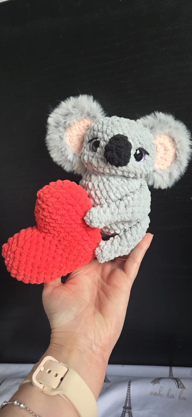 Handmade Crochet Koala with Heart Plushie