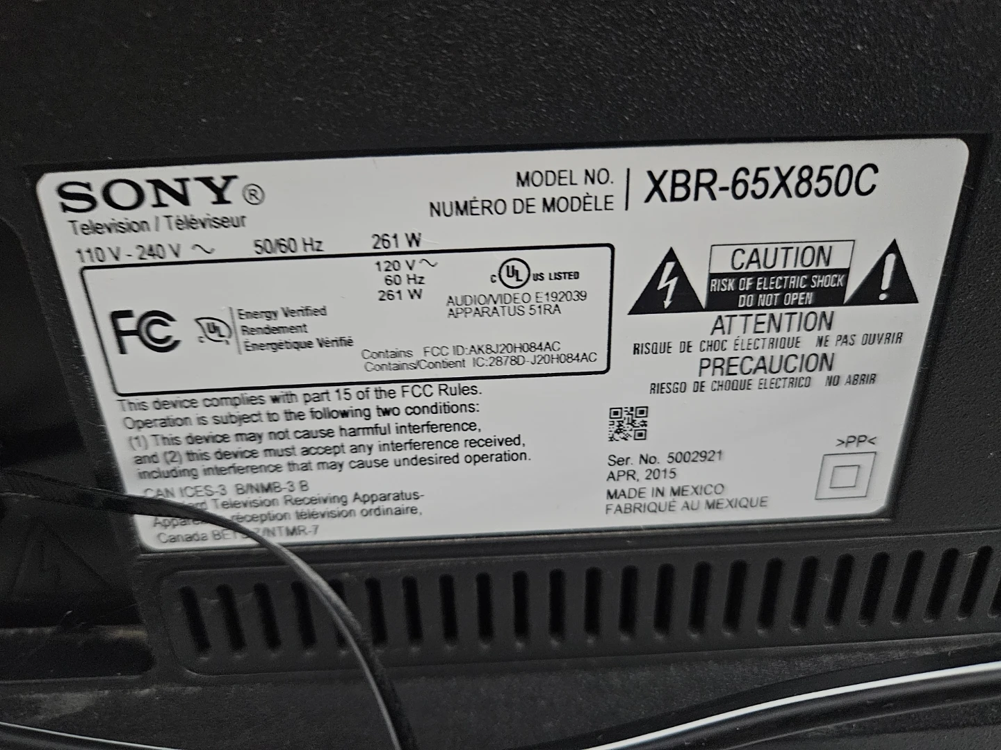 Sony XBR-65X850C Television - photo 2