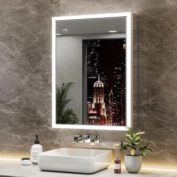 LED Medicine Cabinet with Anti-Fog and Time Display, totally new