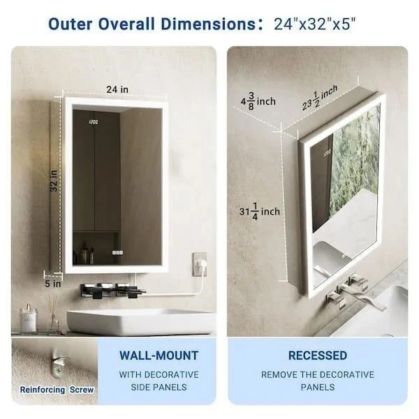 LED Medicine Cabinet with Anti-Fog and Time Display, totally new - photo 4