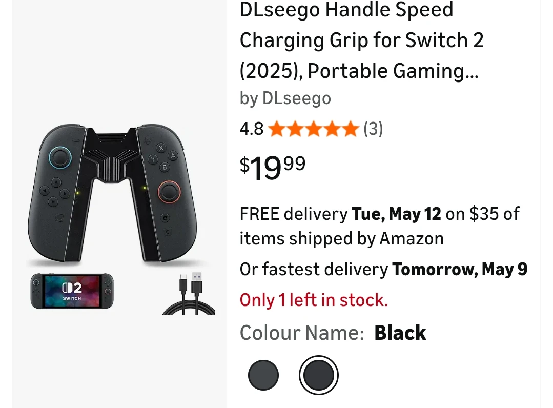 AOLION Switch 2 Joy-Con Charging Grip