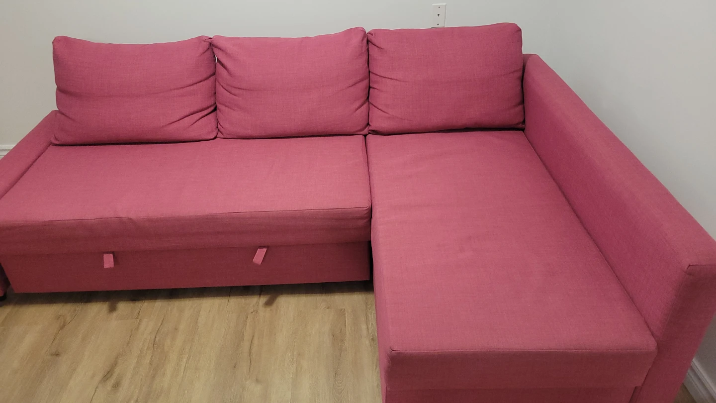 Corner sofa-bed with storage,  Pink