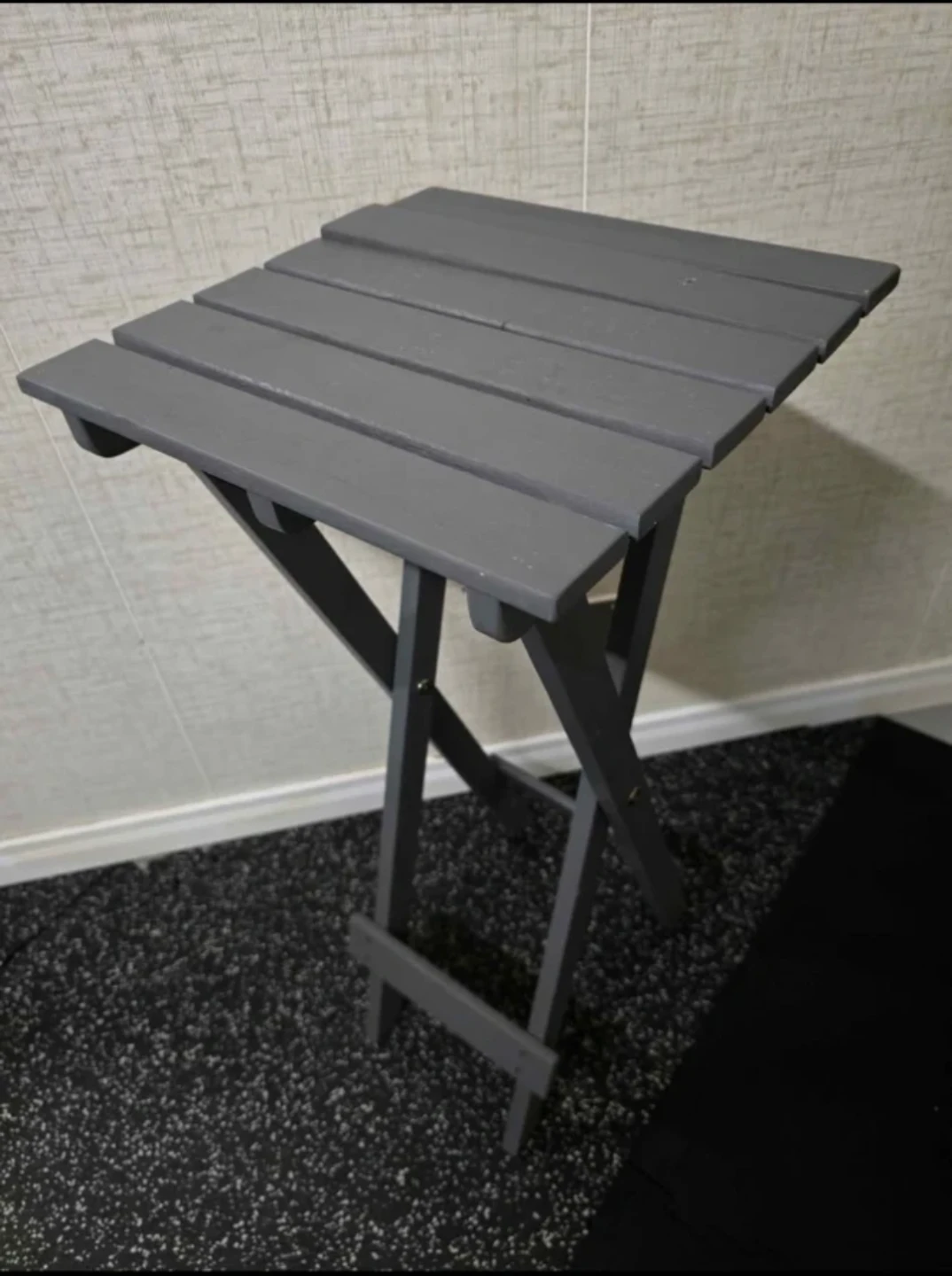 Set of 3 Folding Charcoal Wood Side Tables - 29" Tall