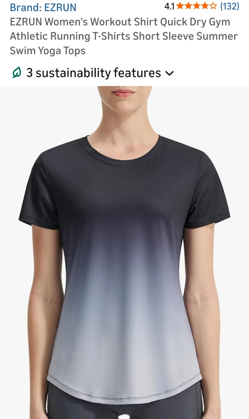 BNWT EZRUN Women's Gradient Black Workout T-Shirt - Size Small