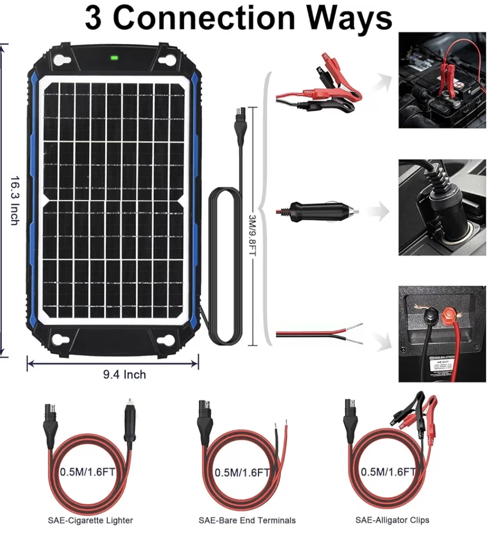 12V Solar Battery Maintainer Charger - photo 2