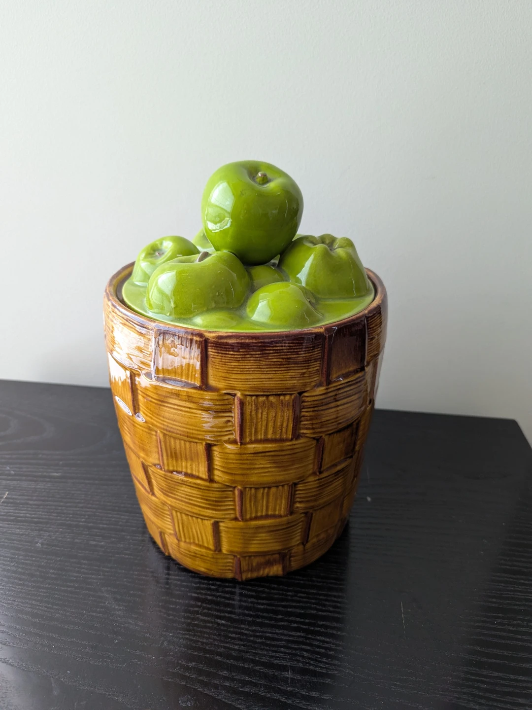Ceramic Apple Basket Cookie Jar