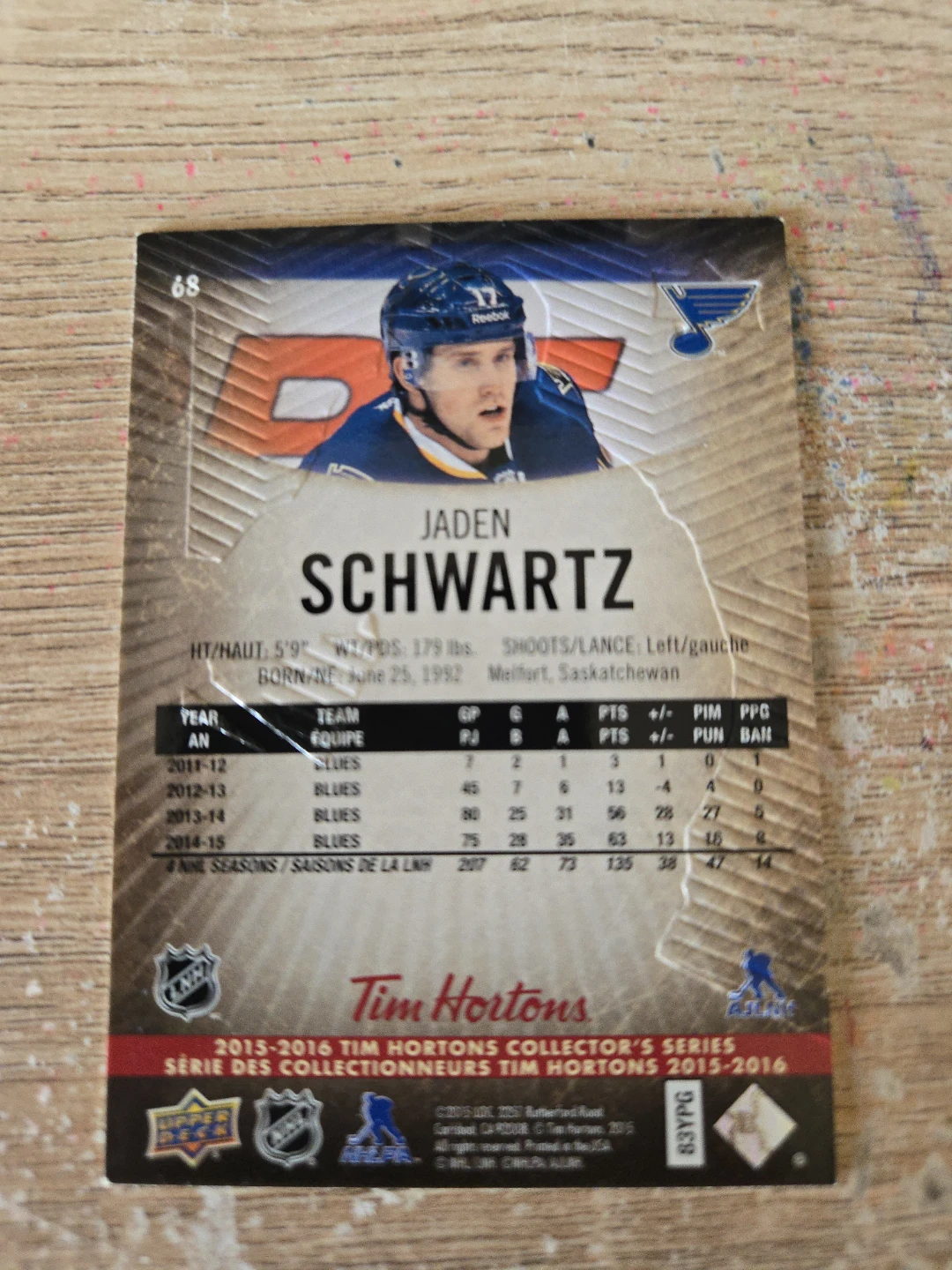Jaden Schwartz 2015-2016 Tim Hortons Hockey Card - photo 2