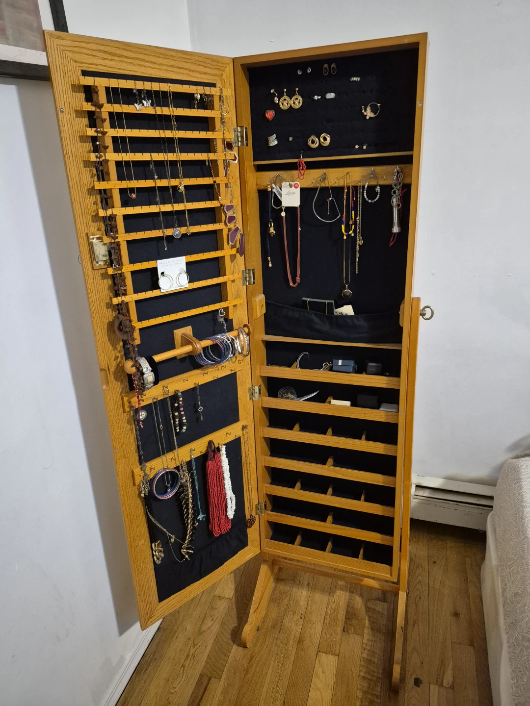 Wooden Cheval Jewelry Armoire Mirror Stand - photo 2
