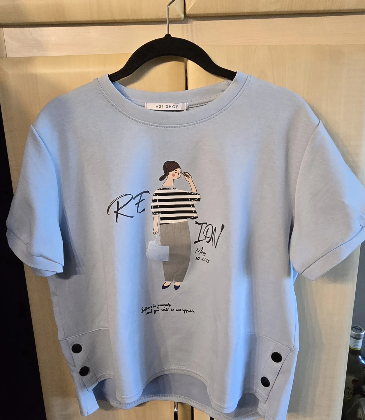 A21 SHOP Blue Graphic T-Shirt [M]