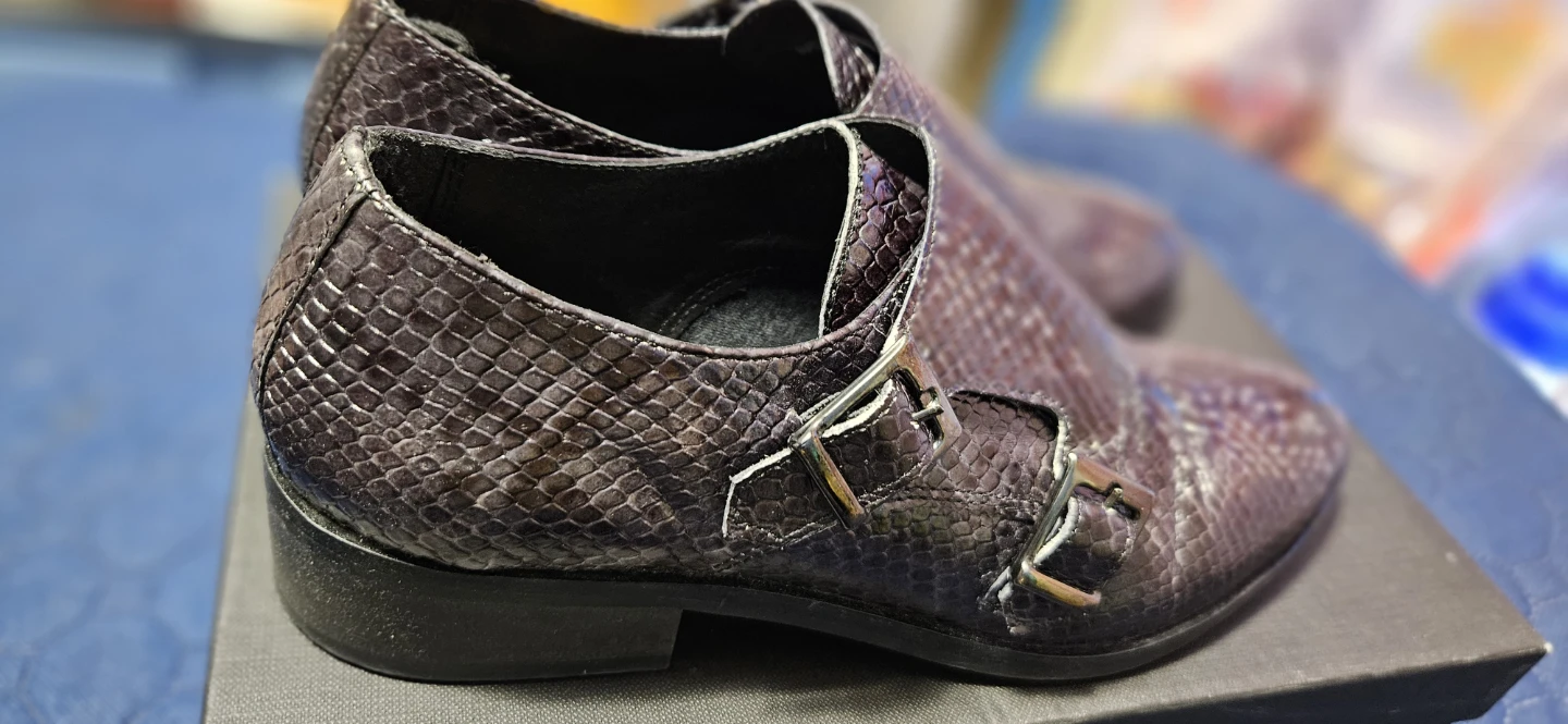 Dune Black "Farley" Monk Strap Shoes Grey Reptile Size 4/37 - photo 4