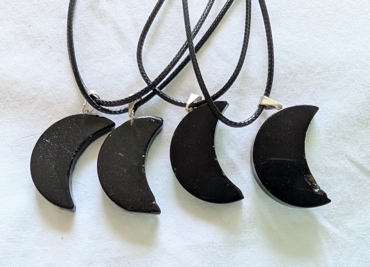 Black Obsidian Crescent Moon Pendant Necklaces (Set of 4) - photo 2