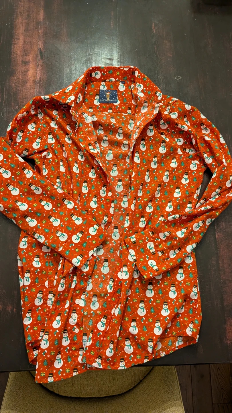 Simon Banks Men's Christmas Snowman ButtonUp Shirt