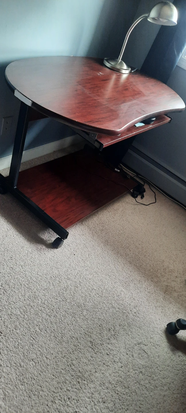 Solid study table with lamp