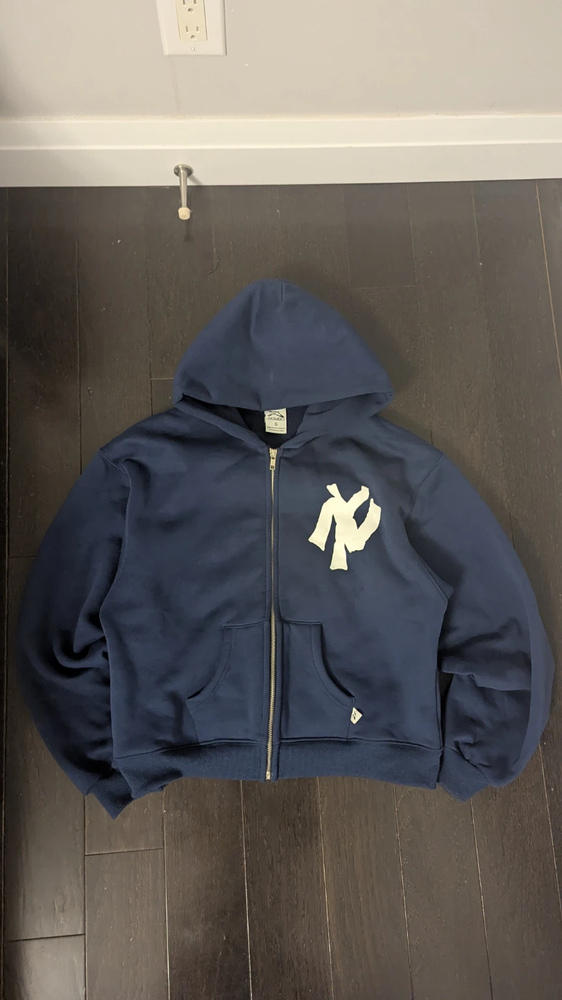 AKIMBO Navy Blue Zip-Up Hoodie