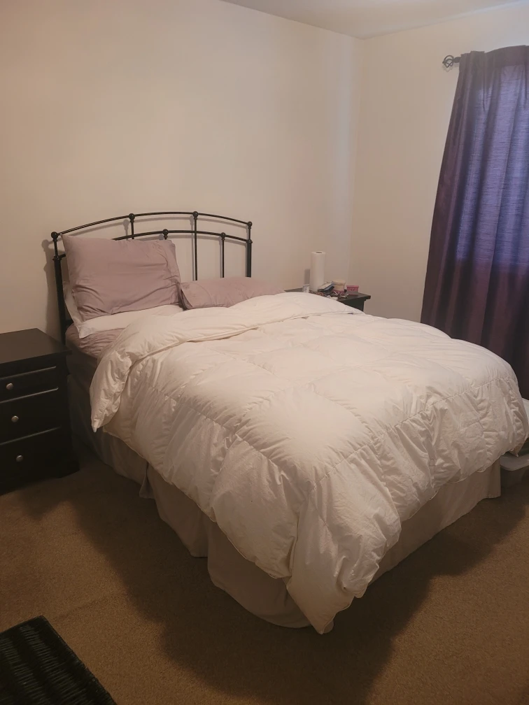 Double Bed Frame with Black Metal Headboard