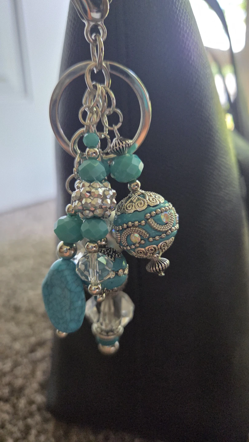 Turquoise Beaded Keychain