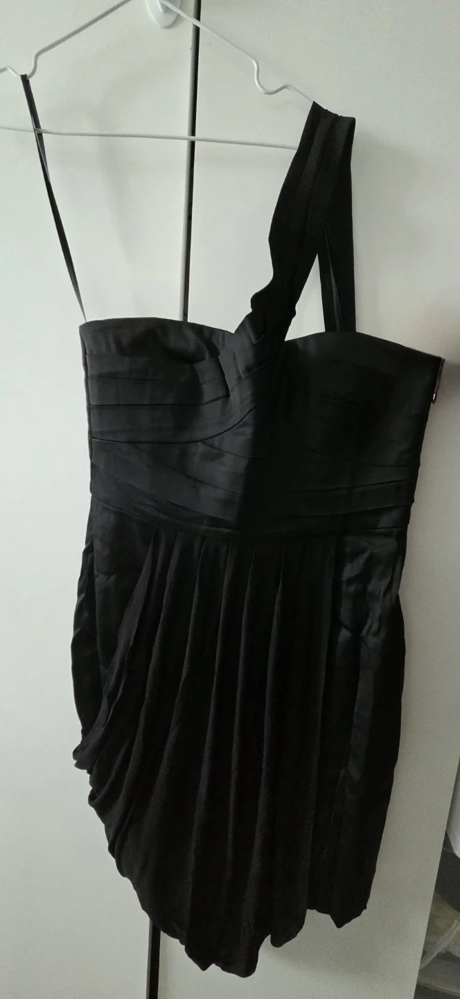 BCBGMaxAzria Black Asymmetrical Strap Dress Size L - photo 2