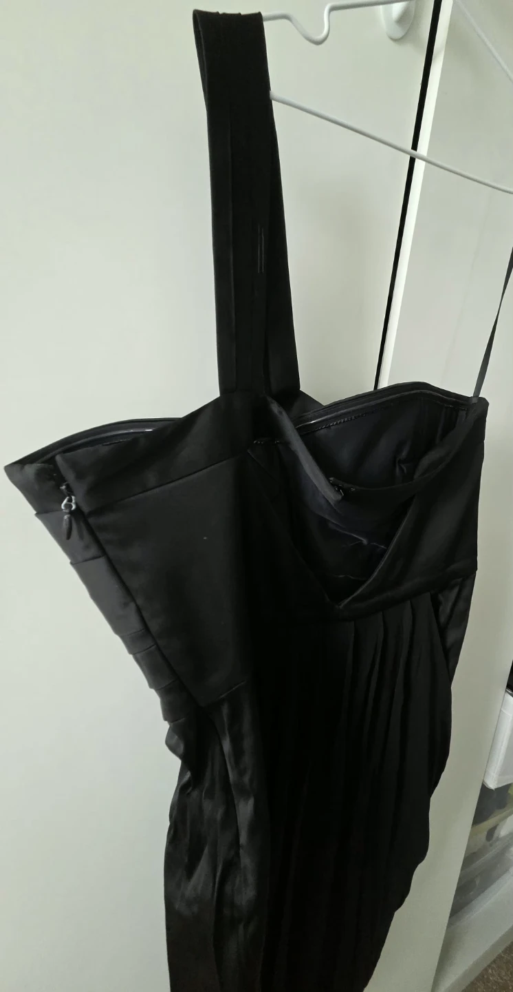 BCBGMaxAzria Black Asymmetrical Strap Dress Size L - photo 4