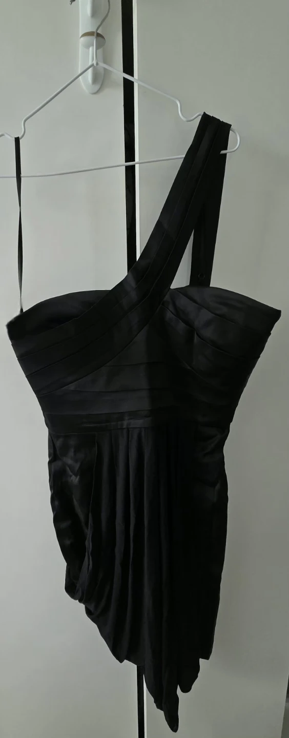 BCBGMaxAzria Black Asymmetrical Strap Dress Size L