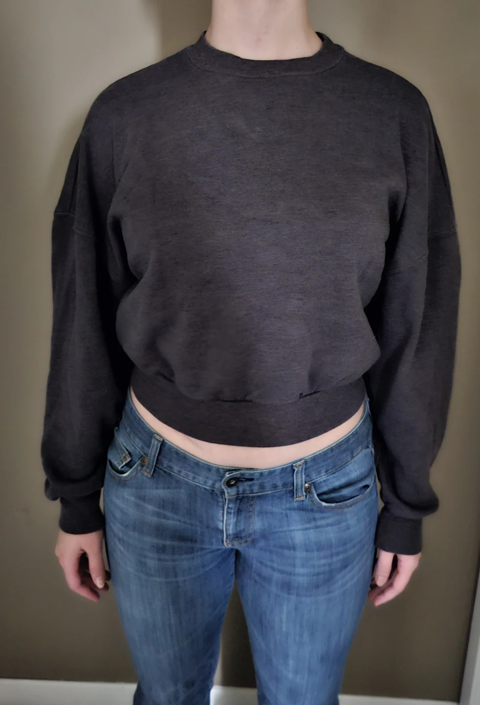 Dark Grey Cropped Sweatshirt