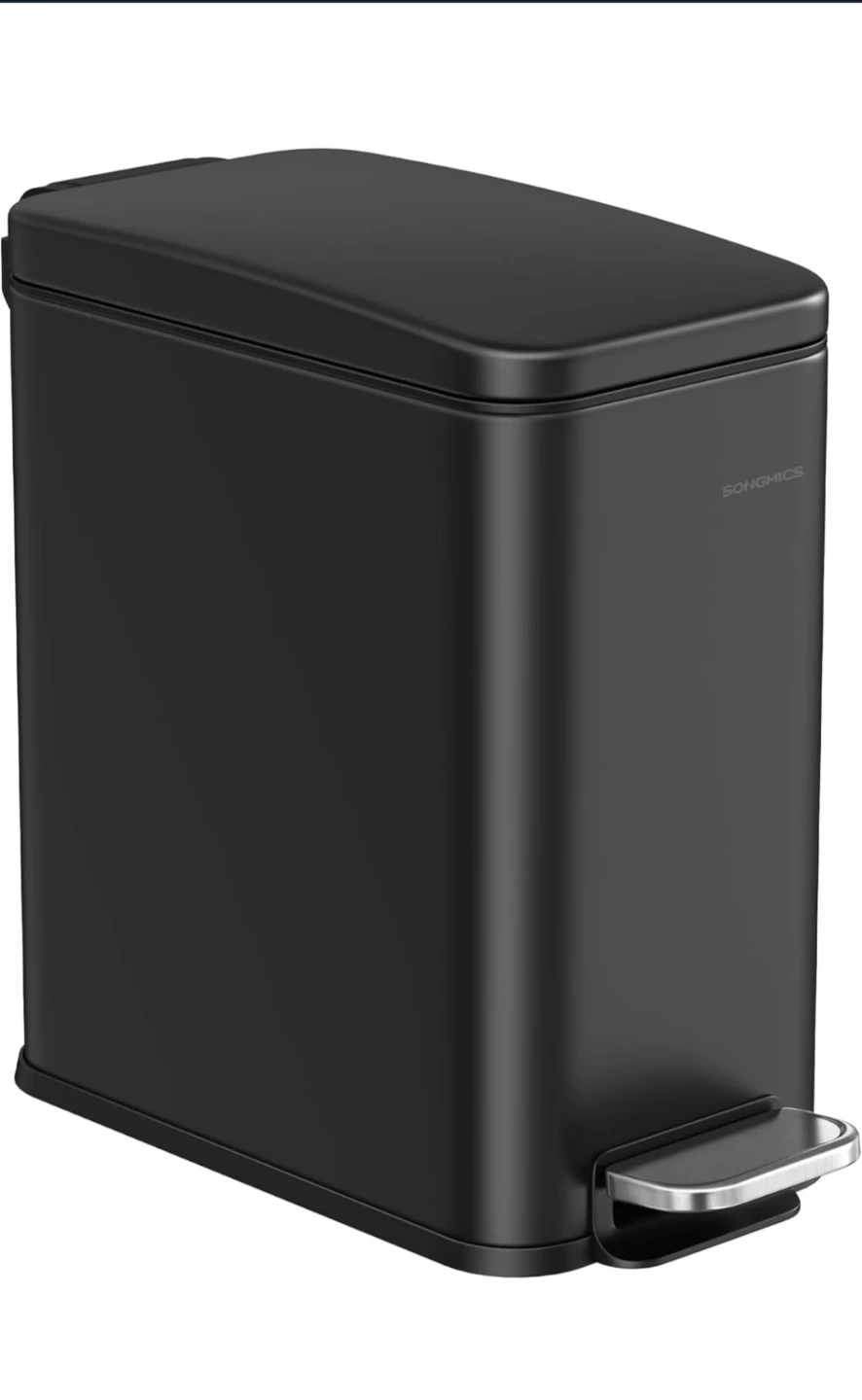 SONGMICS 2.6 Gallon Black Step Trash Can