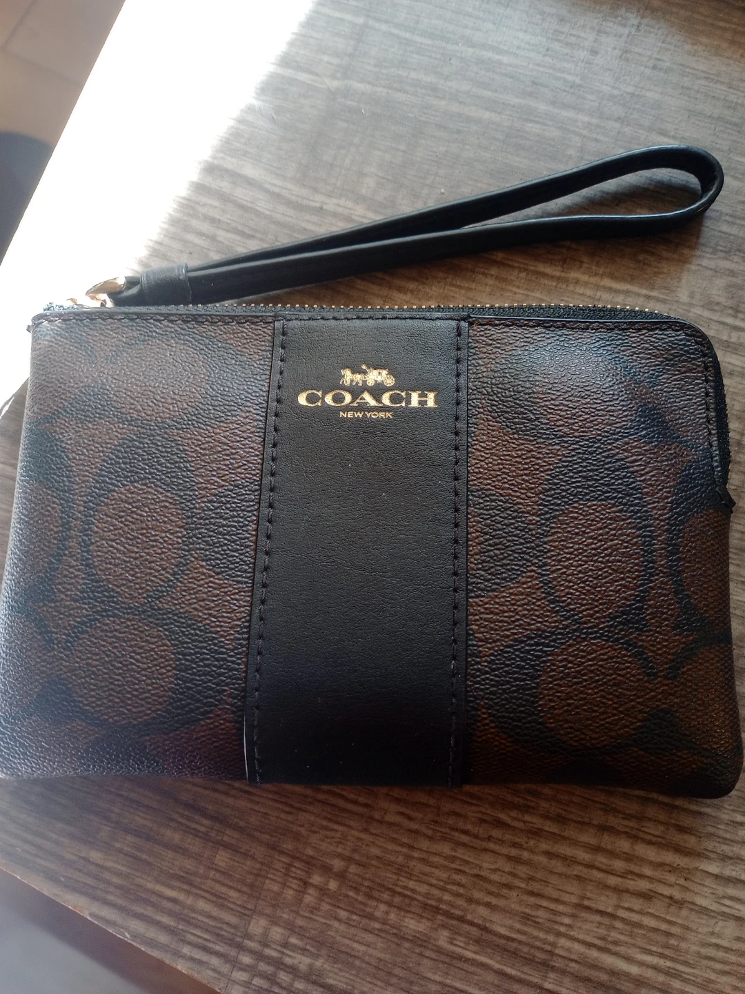 Coach Brown Signature Canvas Wristlet