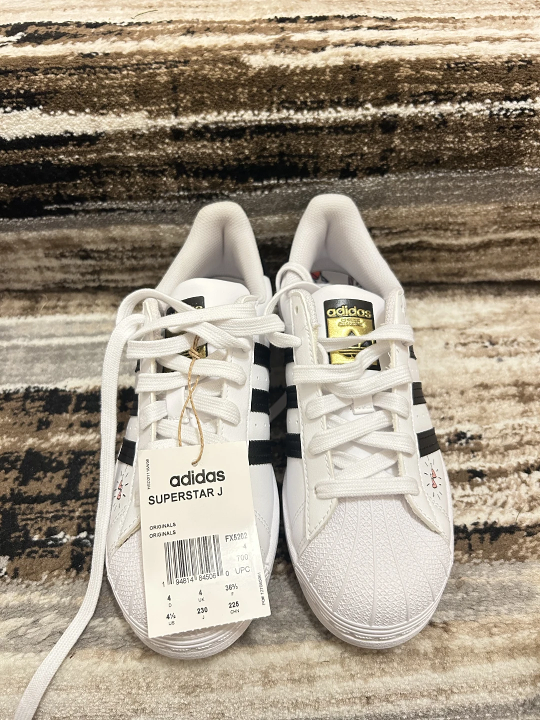 Adidas Superstar J Kids Shoes White Black FX5202 Size 4.5 US