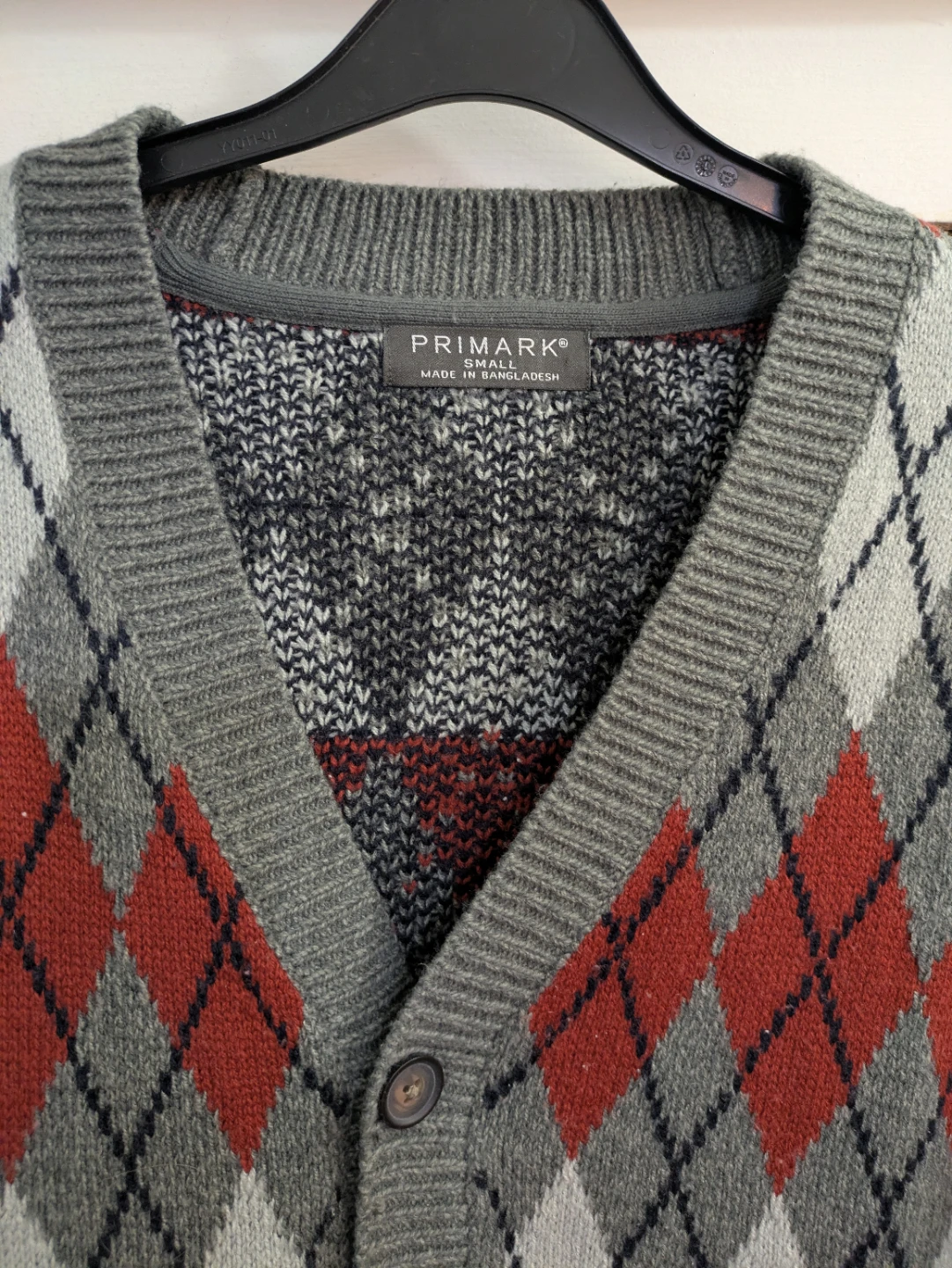 Primark Men's Argyle Cardigan Sweater - Small