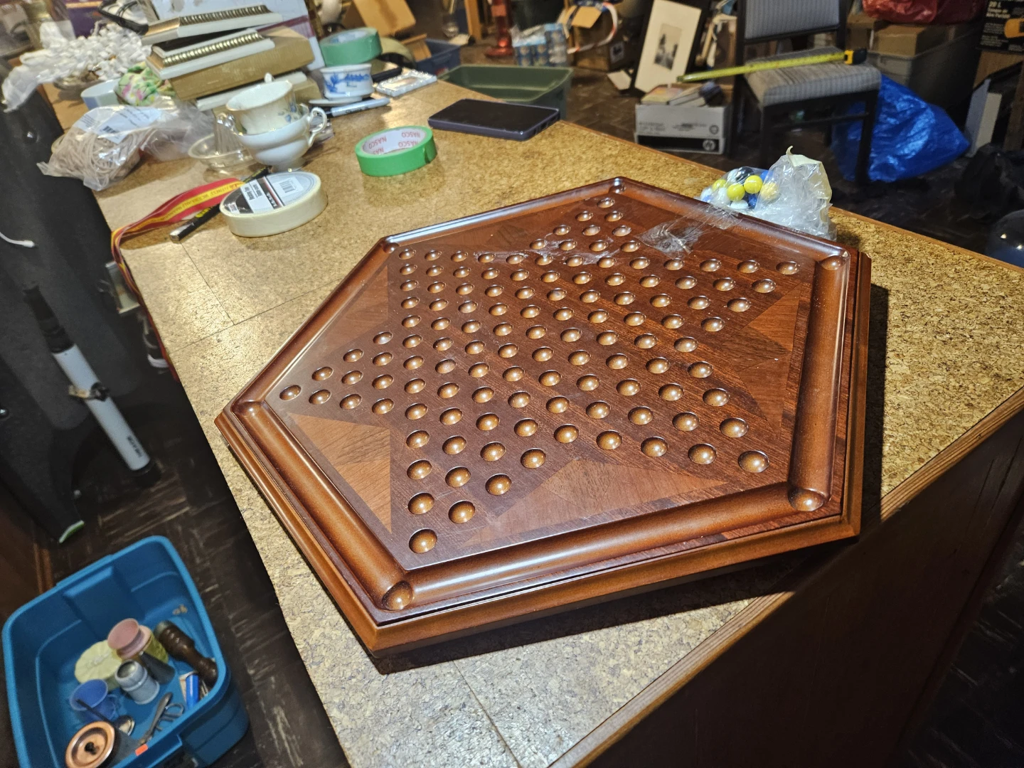 Wooden Solitaire Board Game with Marbles - photo 2
