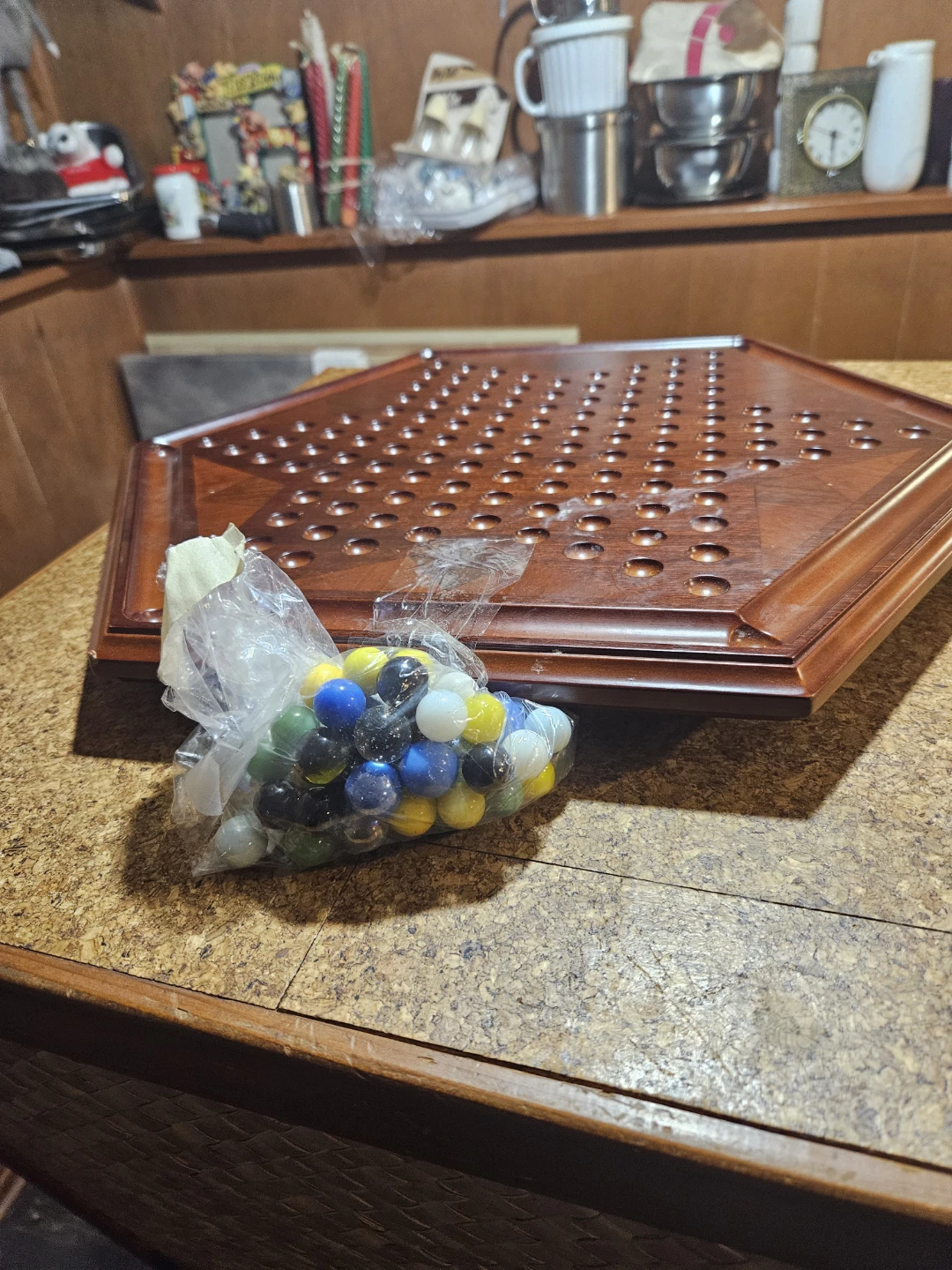 Wooden Solitaire Board Game with Marbles - photo 4
