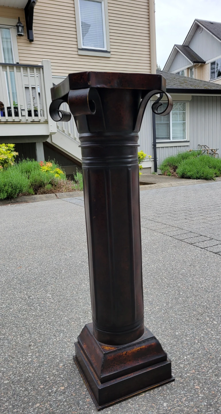 35" Vintage Neoclassical Metal Pedestal Stand / Plant Stand. - photo 3