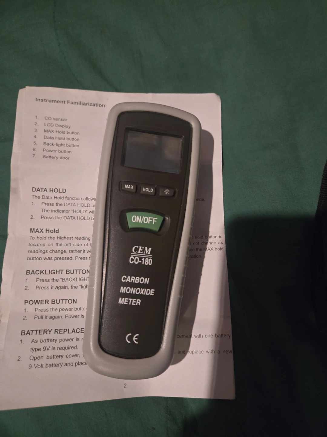 CEM CO-180 Carbon Monoxide Meter with Case - photo 4