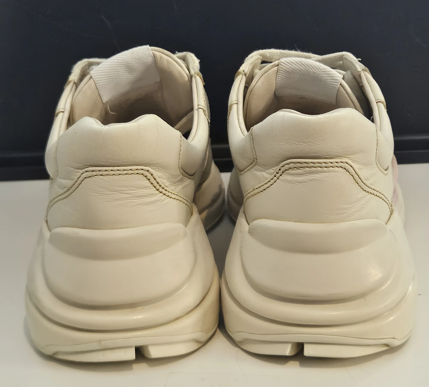Lemon Gucci-print Rhyton leather sneakers - photo 3