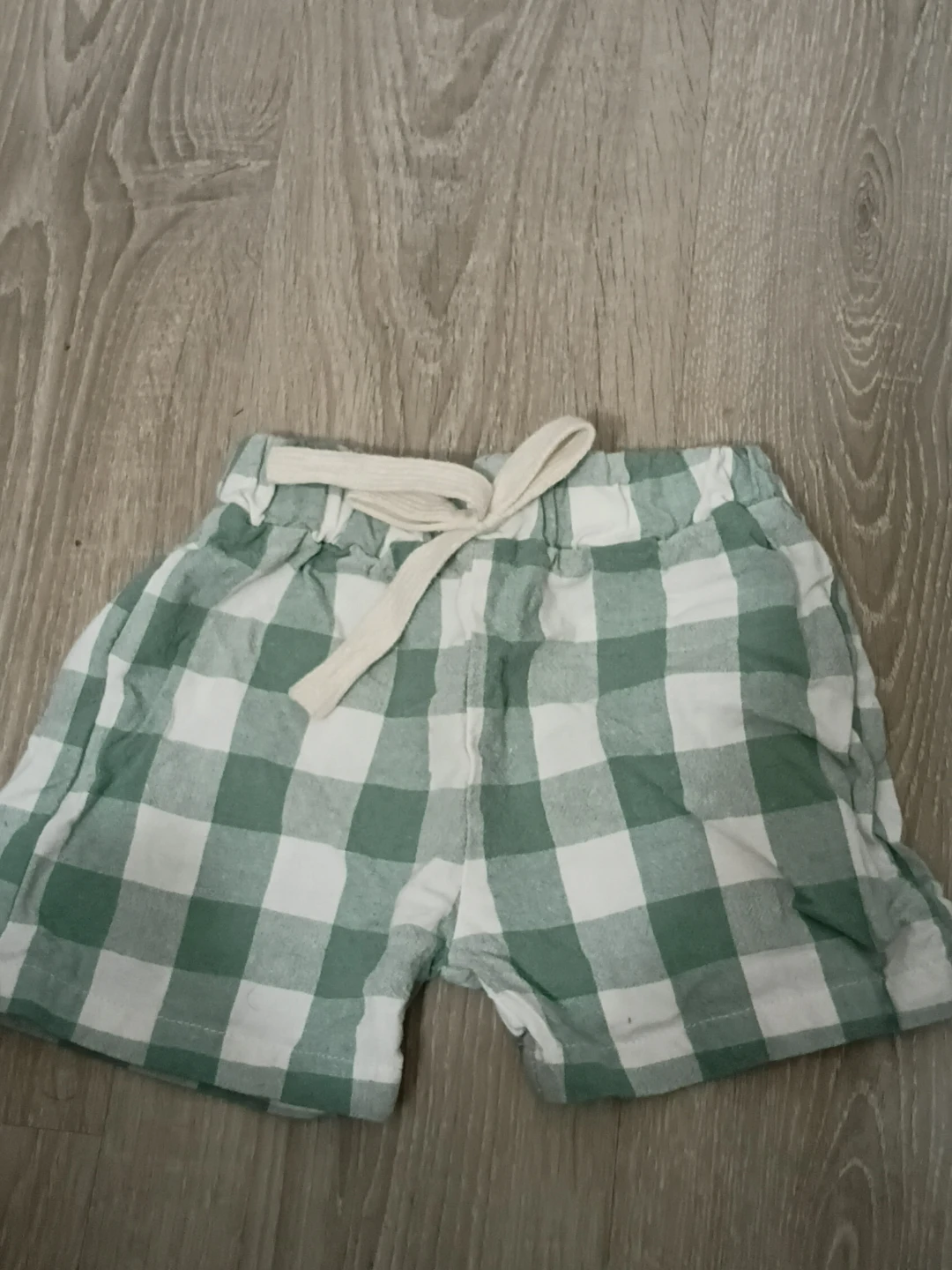 Green and White Gingham Shorts