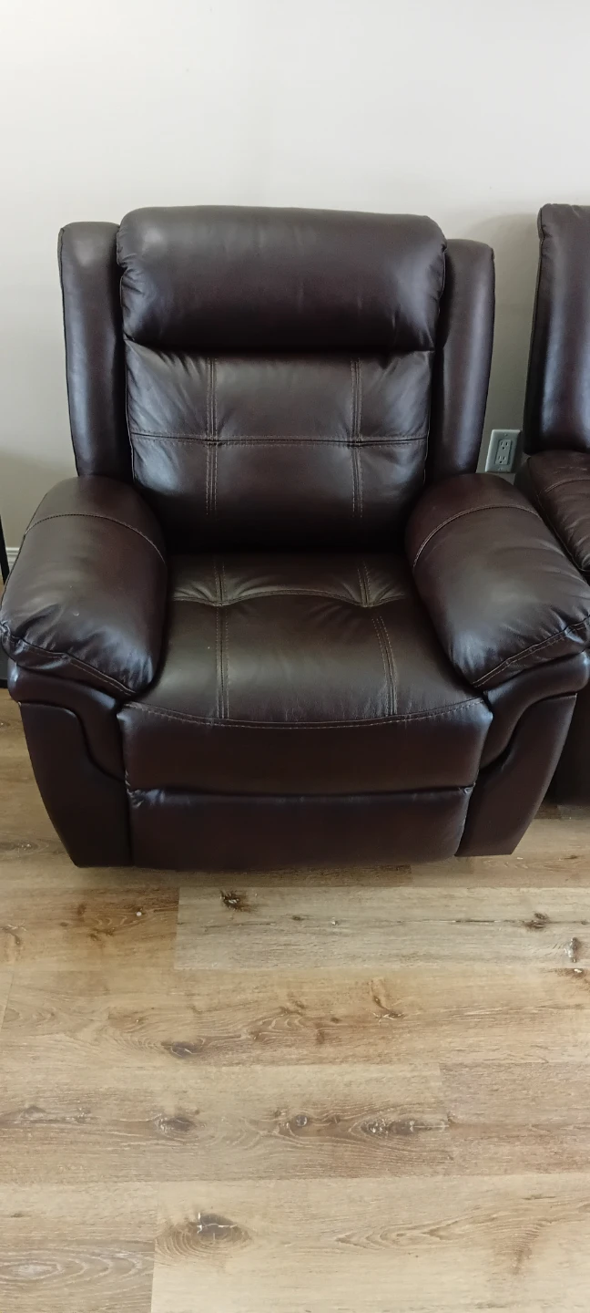 BRAND NEW Leon's Dark Brown Faux Leather 6 seater Recliner set - photo 3