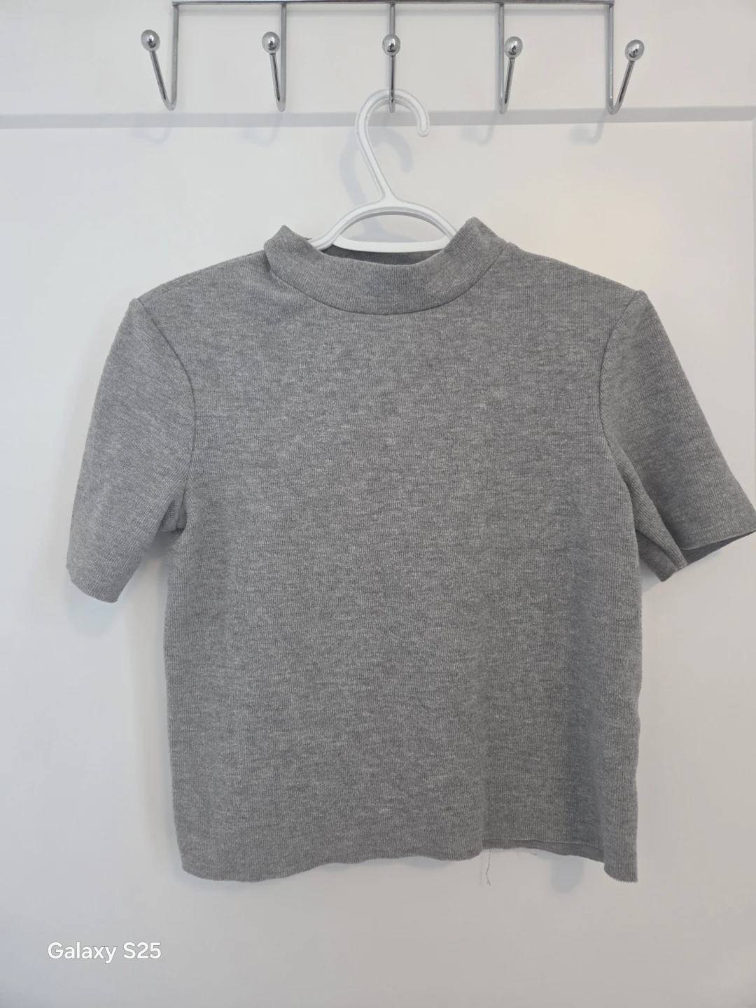 Zara Grey Mock Neck Short Sleeve Top - Size S