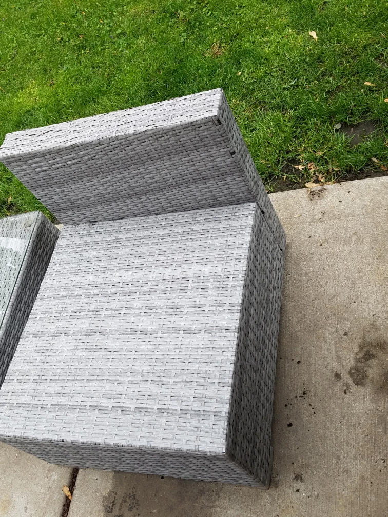 Grey Rattan Wicker Outdoor Chair and Side Table Set - photo 2