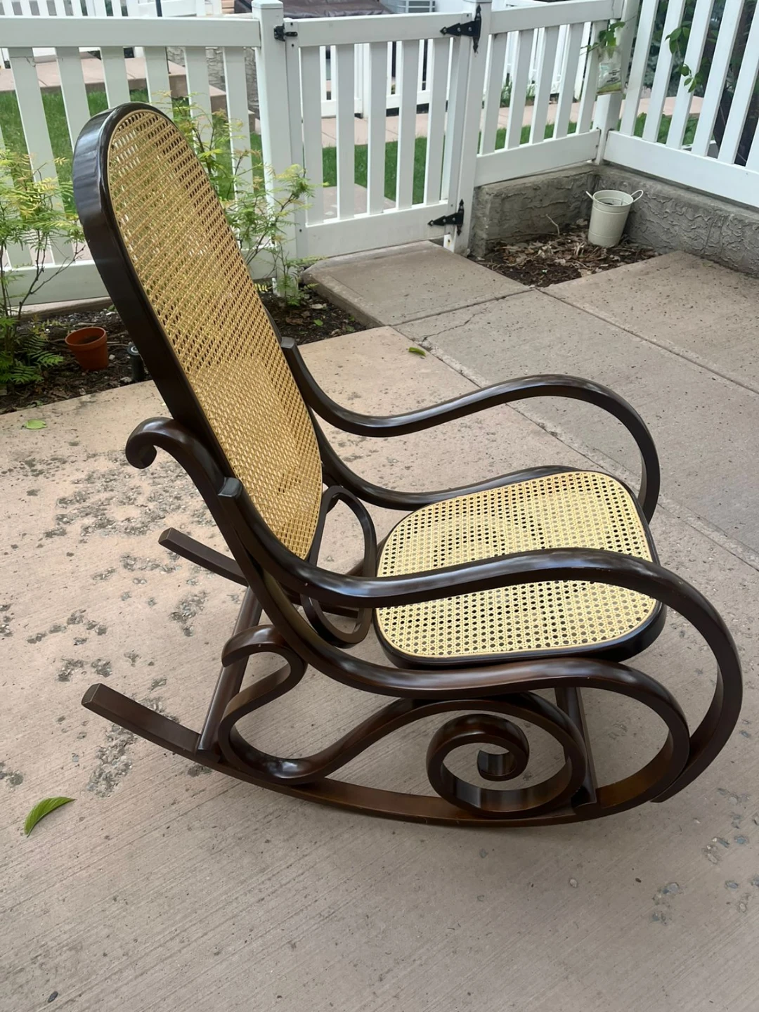 Dark Wood Rocking Chair with Cane Seat