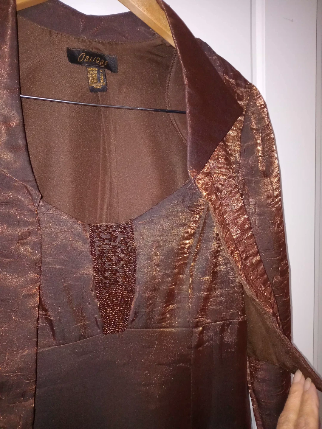 Jolie Femme Brown Beaded Dress and Jacket Set - photo 4
