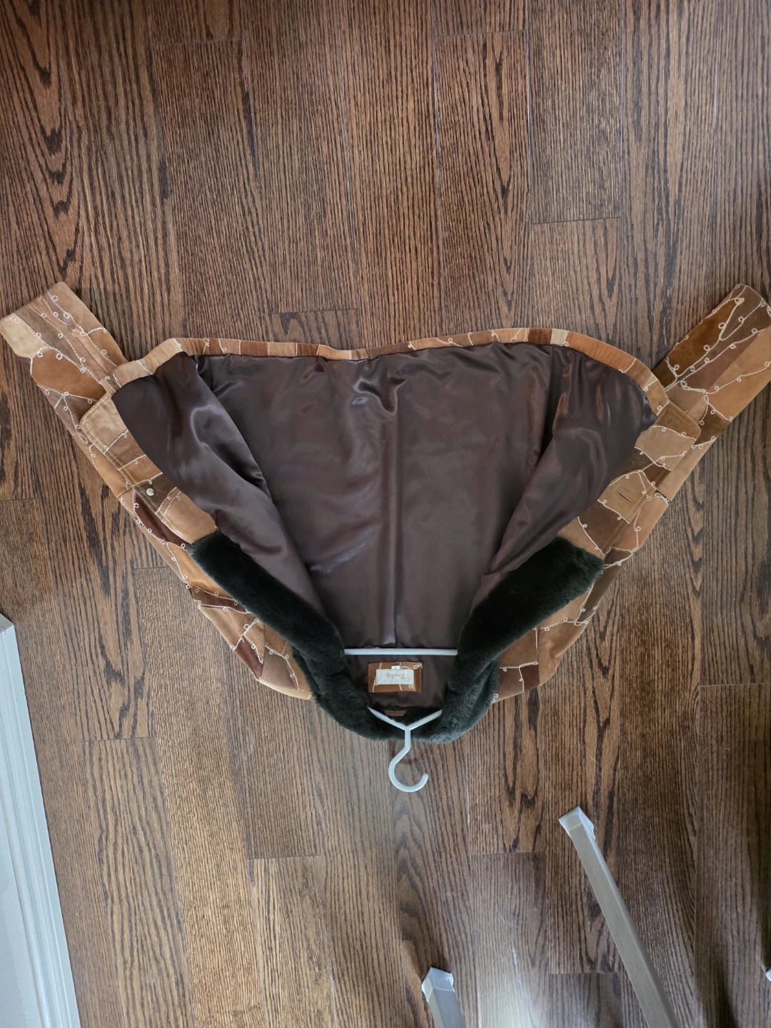 Patchwork Suede Jacket with Faux Fur Collar - photo 3