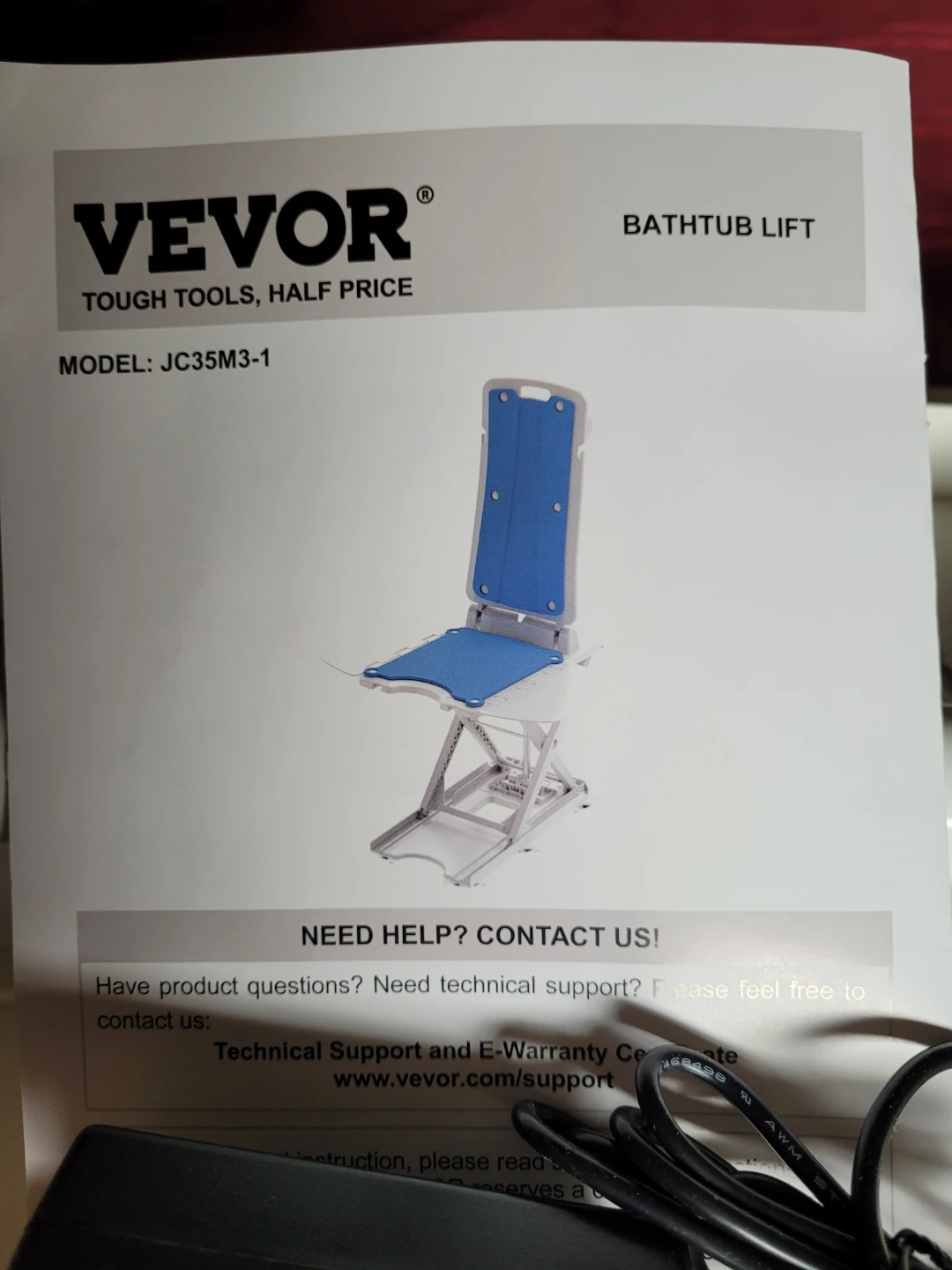 Vevor Bathtub Lift Model JC35M3-1