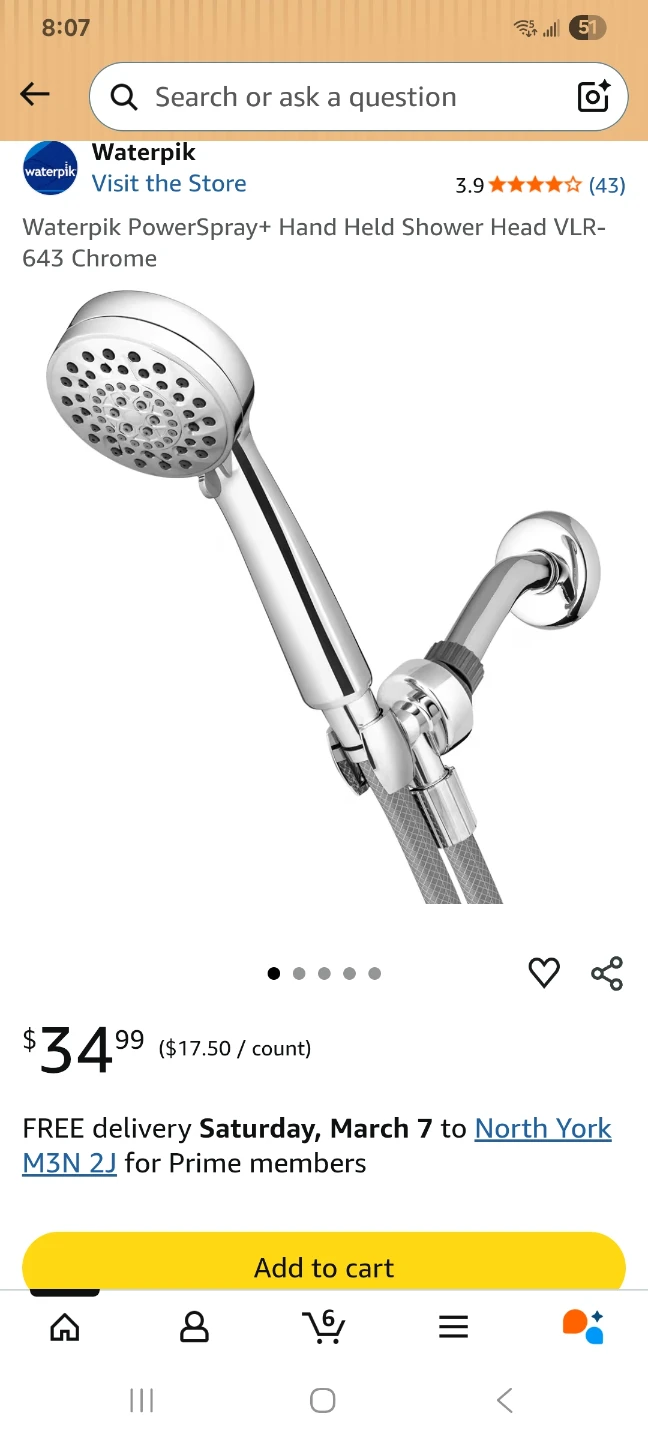 Waterpik Power Spray+ Hand Held Shower Head