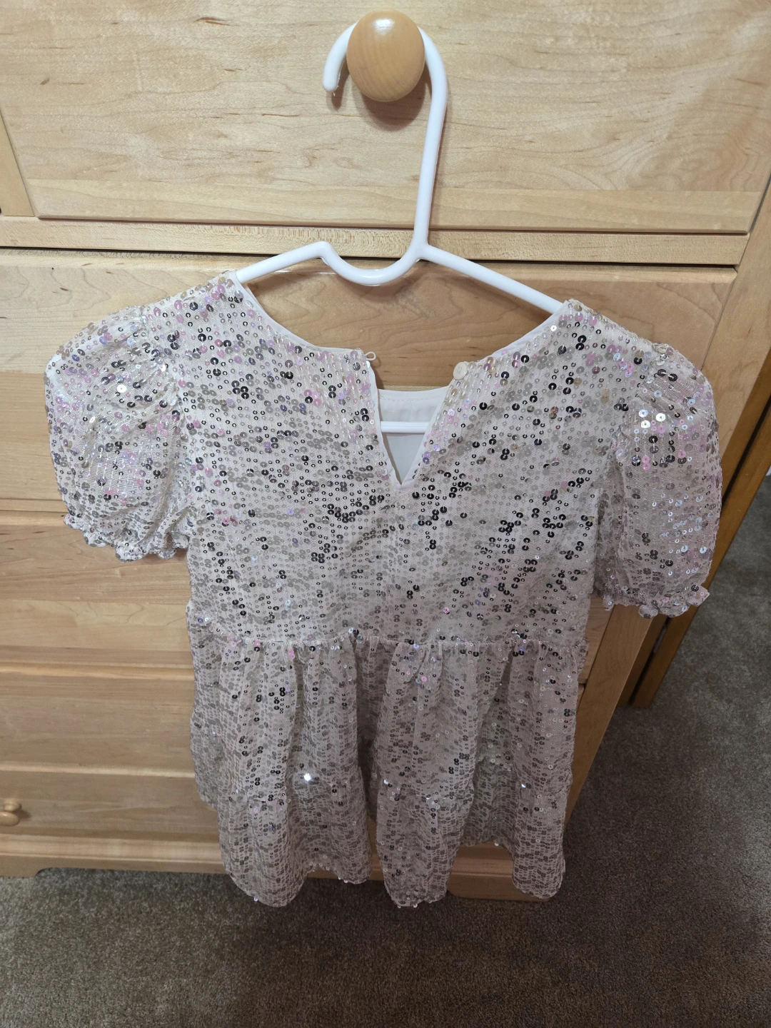 Cat & Jack Cream Sequins Dress M (8) - photo 2