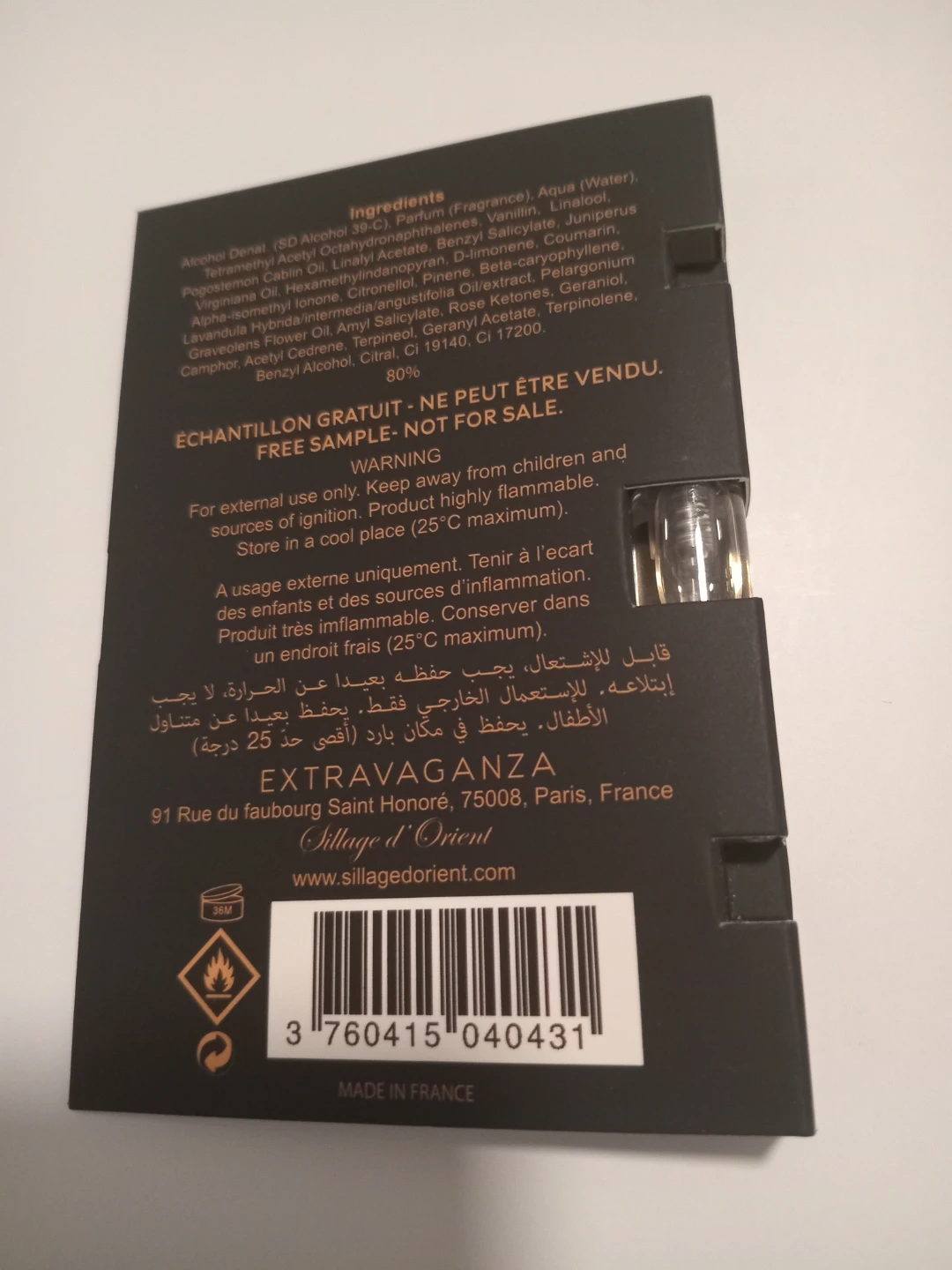 Signature Sillage d'Orient Ambre Eau de Parfum Sample - photo 3