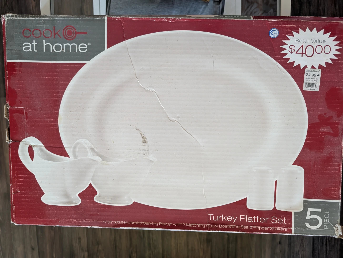 Cook at Home Turkey Platter Set with Gravy Boats and Shakers
