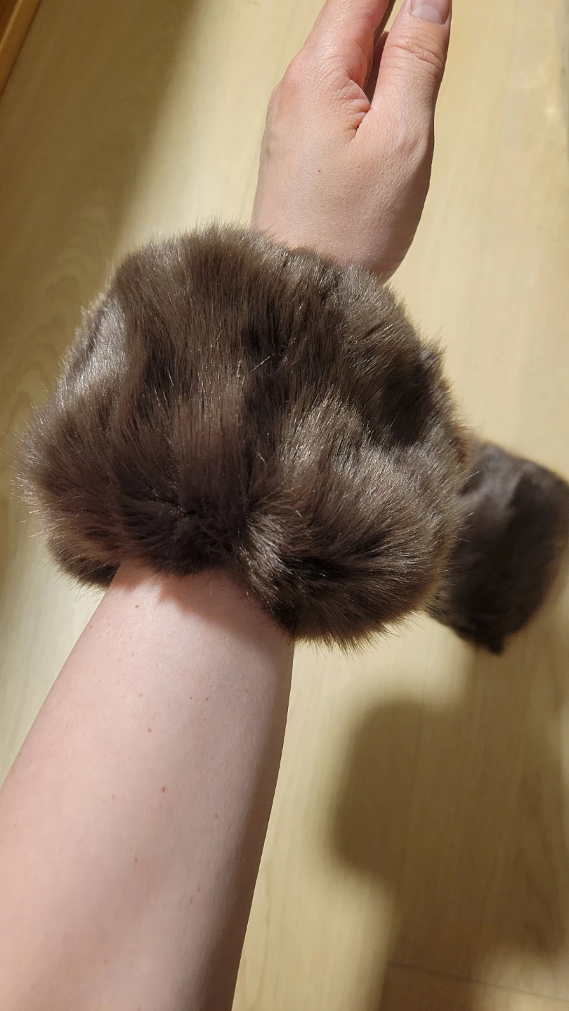 Brown Faux Fur Wrist Cuffs or Boots Cuffs - photo 2