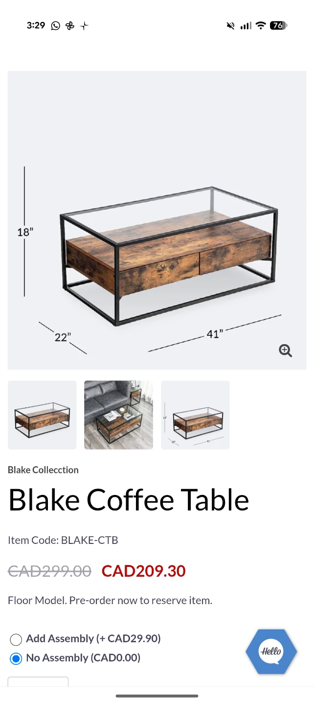 Blake Coffee Table - Brand new in box