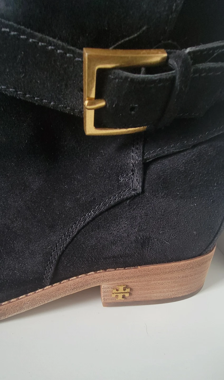 Tory Burch Black Suede Ankle Boots with Buckle Detail - photo 2